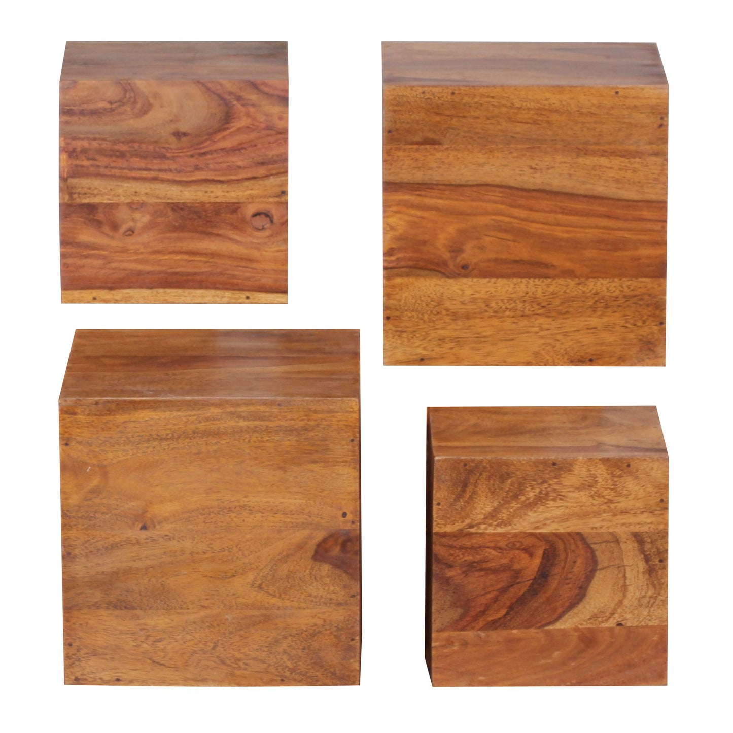 4er Set Wandregale MUMBAI Massivholz Sheesham Holzregal Landhaus-Stil Hängeregal 25cm und 20cm Echt-Holz Wandboard