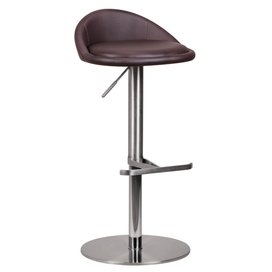 Barhocker WL1.602 Braun Edelstahl höhenverstellbare Sitzhöhe 54-79 cm, Design Barstuhl mit Rückenlehne, Bistrohocker Barsitz Gepolstert, Thekenhocker 360° Drehbar, Tresenstuhl Modern