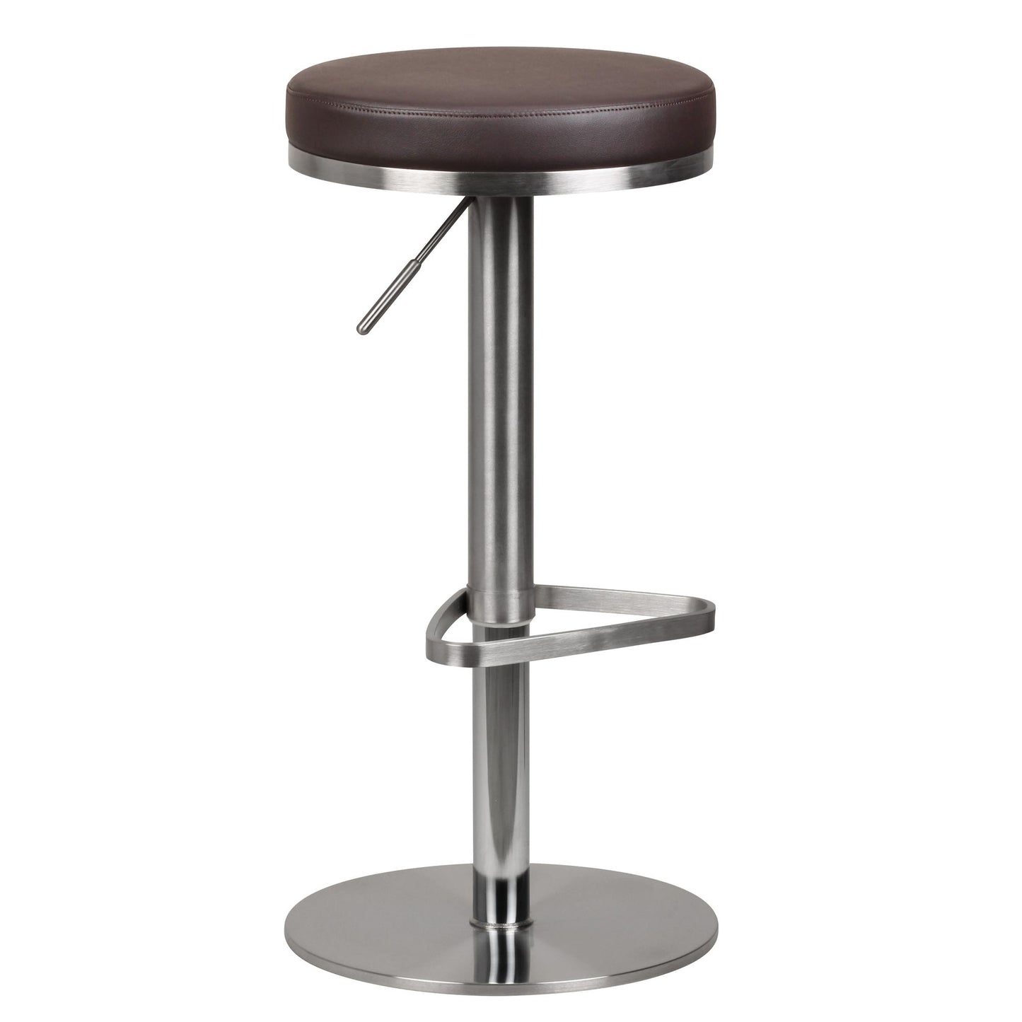 Barhocker WL1.612 Braun Edelstahl höhenverstellbare Sitzhöhe 57 - 82 cm, Barstuhl Modern 360° Drehbar, Tresenhocker mit Standfuß, Design Bistrohocker Hoch, Tresenstuhl-Sitz Gepolstert