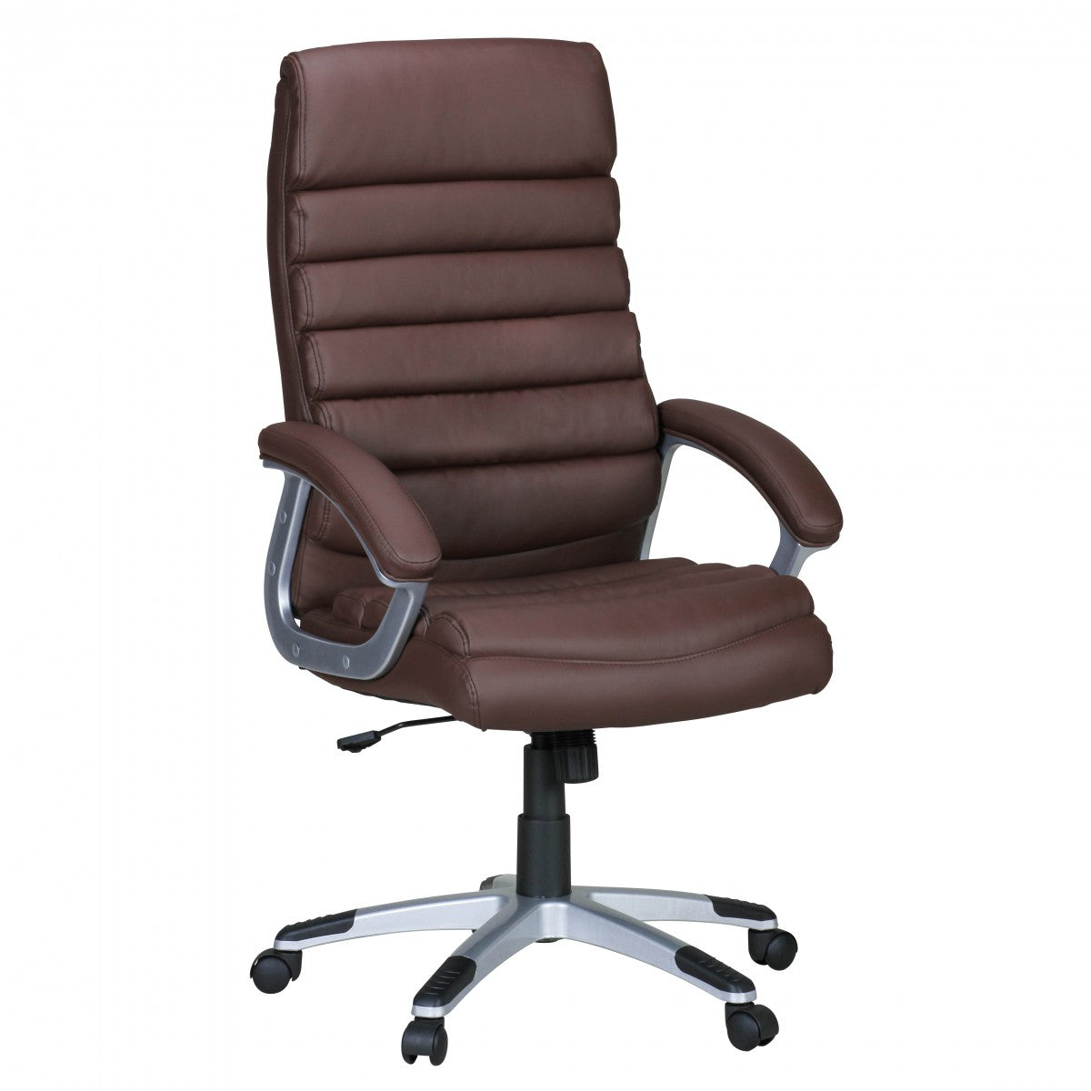 Bürostuhl Valencia Kunstleder Braun ergonomisch mit Kopfstütze, Design Chefsessel Schreibtischstuhl mit Wippfunktion, Drehstuhl hohe Rücken-Lehne X-XL 120 kg