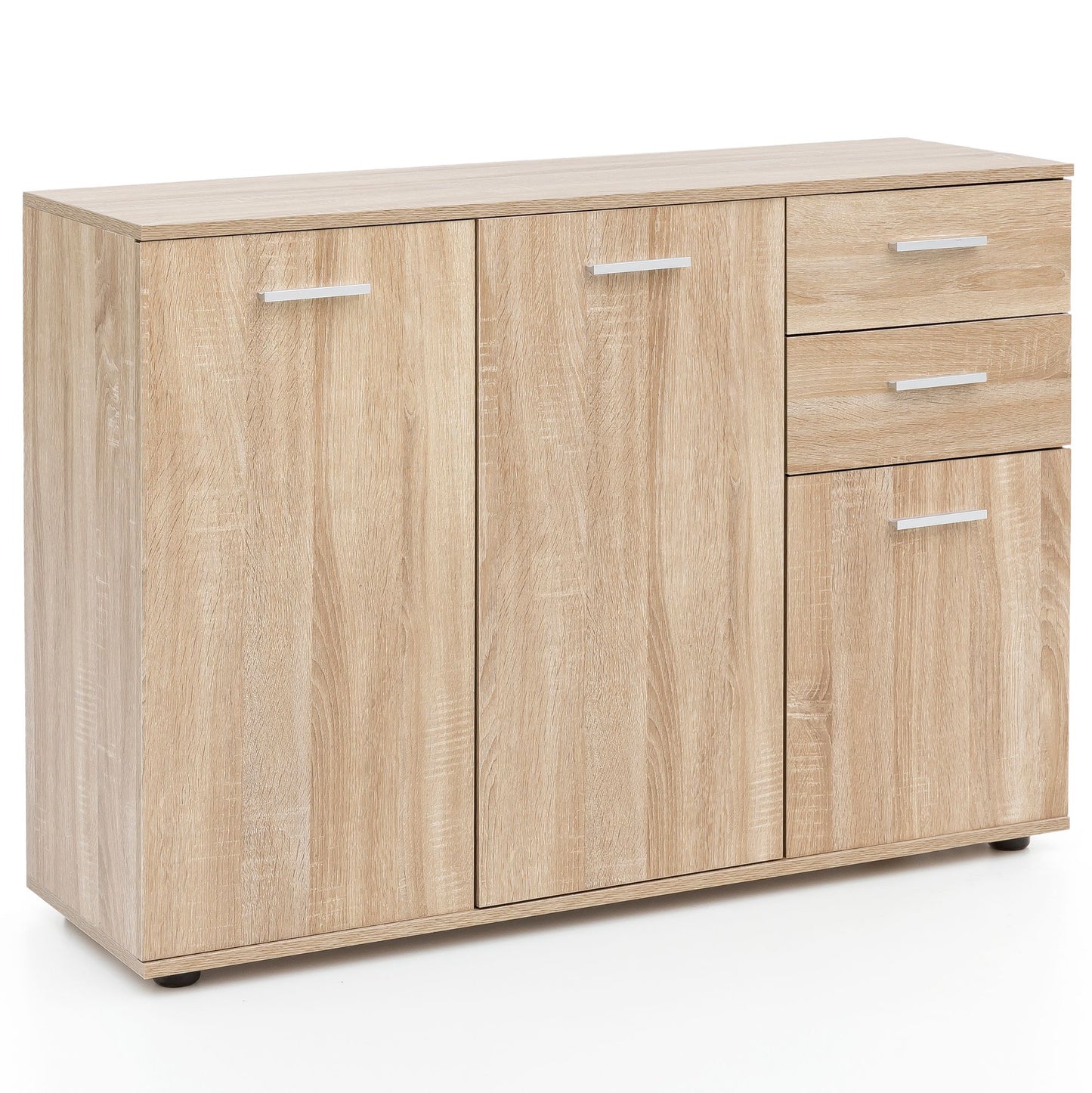 Kommode WL5.288 mit Türen & Schubladen 107x79x35 cm Schrank Holz Sonoma, Flurschrank modern, Mehrzweckschrank klein, Anrichte Sideboard matt, Kommodenschrank Flurmöbel