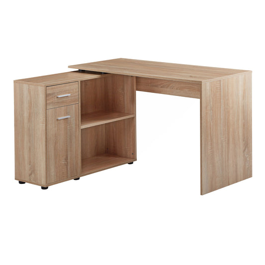 Design Eckschreibtisch mit Regal Sonoma 120 x 75,5 x 106,5 cm, Moderner Büro-Schreibtisch, Computer-Tisch Arbeitszimmer, Winkelschreibtisch Home Office