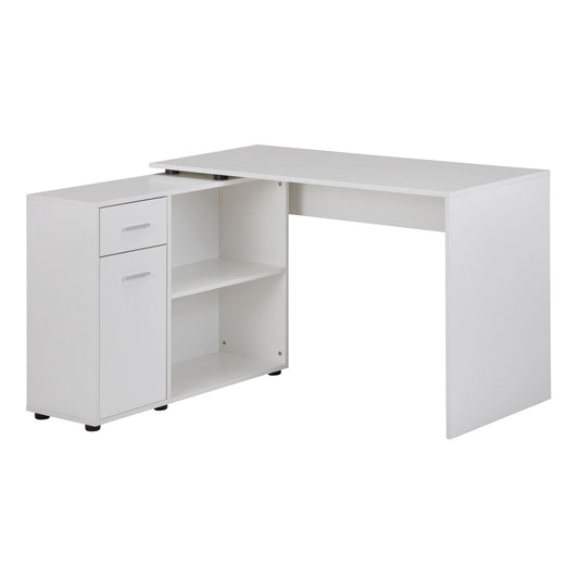 Design Eckschreibtisch mit Regal Weiß 120 x 75,5 x 106,5 cm, Moderner Büro-Schreibtisch, Computer-Tisch Arbeitszimmer, Winkelschreibtisch Home Office