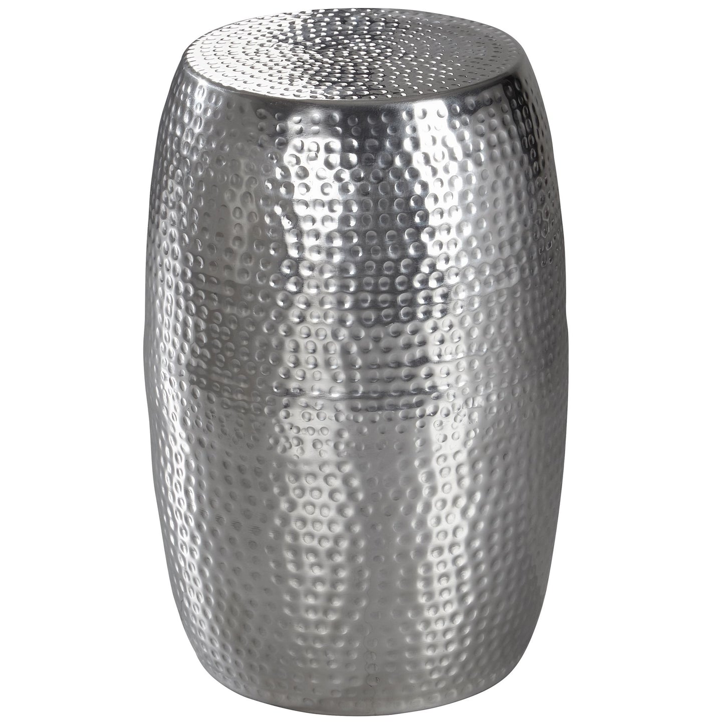 Beistelltisch 30x49,5x30cm Aluminium Silber Dekotisch orientalisch rund, Kleiner Hammerschlag Abstelltisch, Designer Ablagetisch Metall modern, Anstelltisch schmal