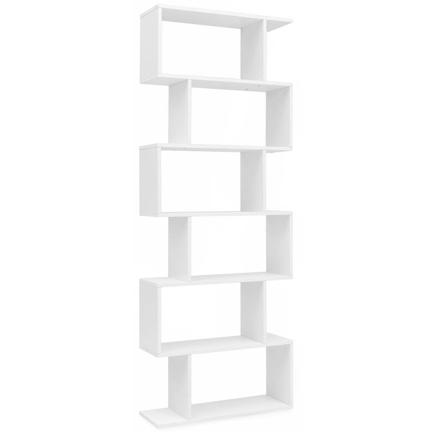 Bücherregal WL5.691 70 x 23,5 x 190,5 cm weiß, Standregal 6 Fächer, Kleine Design Kommode, Modernes Aktenregal Spanplatte Freistehend, Aufbewahrungsregal Offen