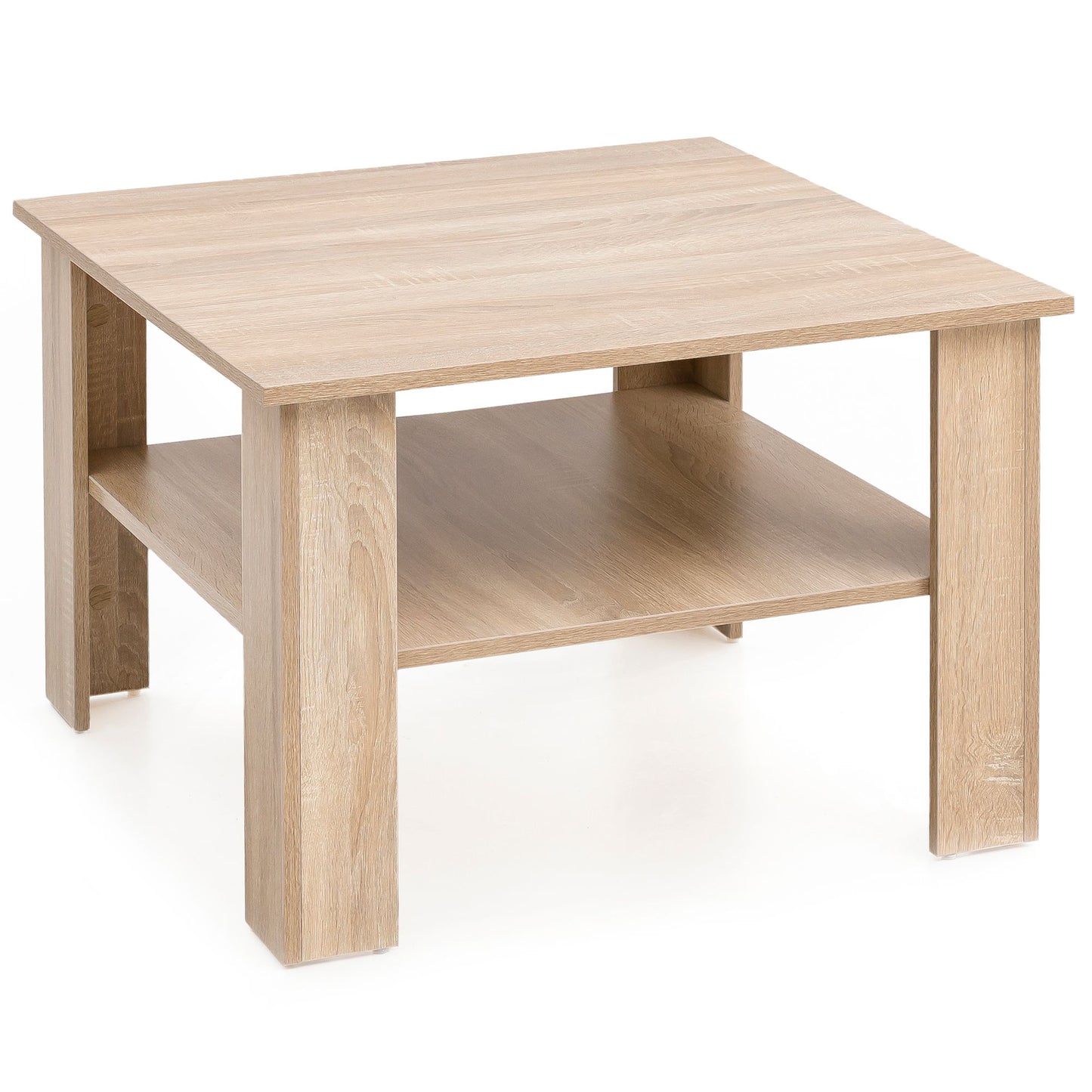 Couchtisch WL5.833 Sonoma Eiche 60x42x60 cm Design Holztisch mit Ablage, Wohnzimmertisch Coffee Table, Sofatisch Loungetisch Holz, Kaffeetisch Stubentisch mit Stauraum, Tisch Wohnzimmer