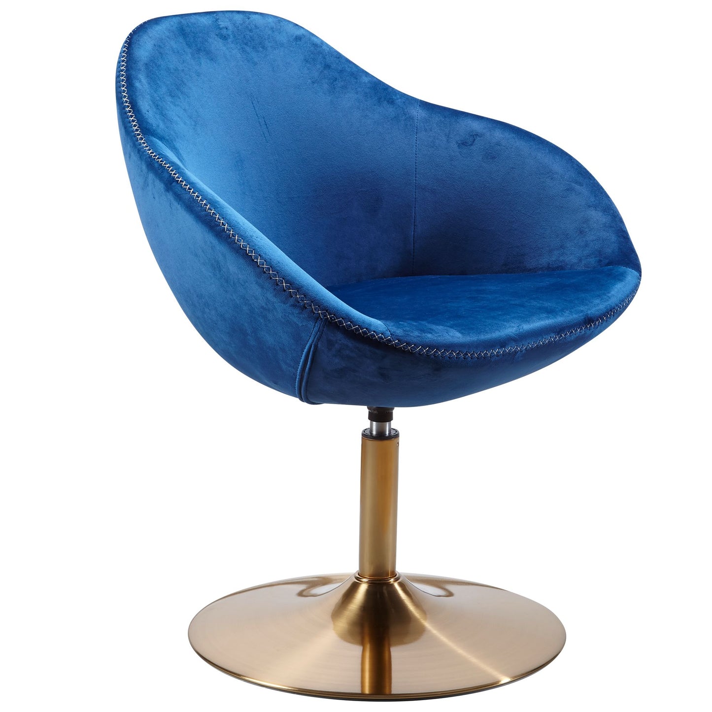 Loungesessel SIRAN Samt Blau / Gold 70x79x70 cm Design Drehstuhl, Clubsessel Polsterstuhl mit Armlehne, Drehsessel Cocktailsessel Lounge, Barsessel Besucherstuhl, Sessel mit Stoffbezug