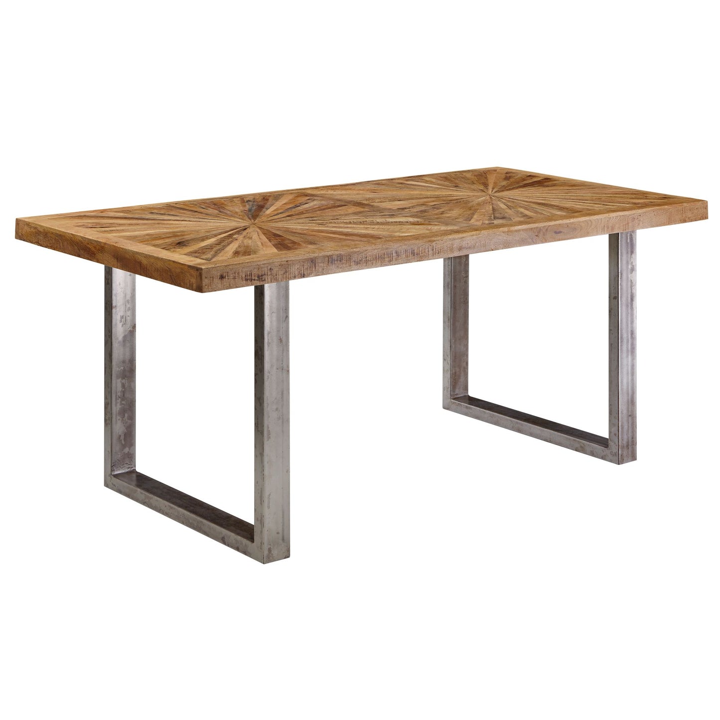 Esstisch Mango Massivholz Esszimmertisch 180x76,5 x90 cm, Küchentisch Loft Natur, Holztisch Massiv mit Metallgestell, Industrial Tisch