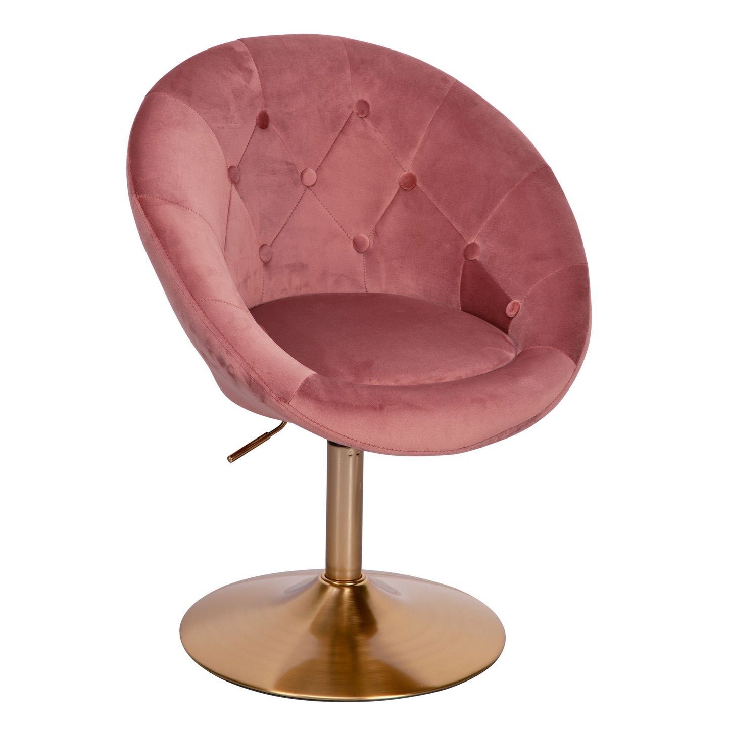 Loungesessel Samt Rosa / Gold Design Drehstuhl, Clubsessel Polsterstuhl mit Rückenlehne, Drehsessel Cocktailsessel Lounge, Sessel mit Stoffbezug