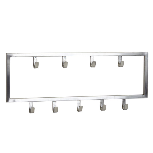 Wandgarderobe Metall Silber 50x20x4 cm Design Flurgarderobe Stahl, Hakenleiste Wandpaneel, Garderobe Wand, Garderobenleiste Flur