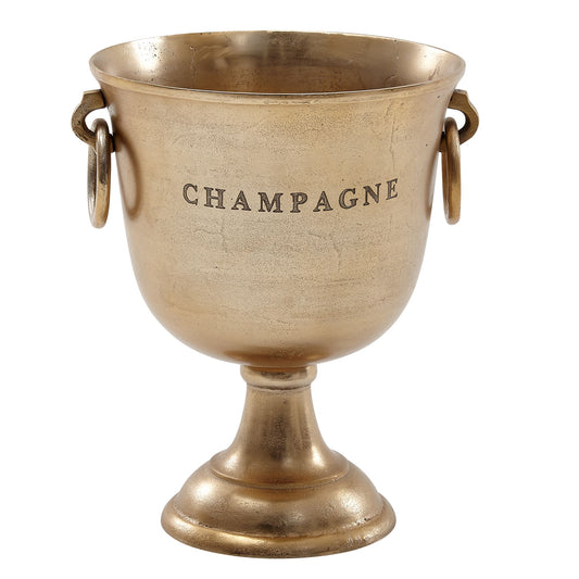 Champagnerkühler Gold 28,5x37,5x28,5 cm Aluminium Massiv Sektkühler Groß, Flaschenkühler Getränkekühler Tisch, Kühler für Champagner - Wein - Sekt