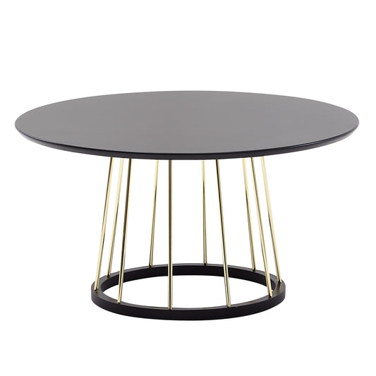 Couchtisch Rund 80x80x42 cm Schwarz Gold Sofatisch Metall Modern, Runder Wohnzimmertisch Salontisch, Tisch Wohnzimmer Groß, Kaffeetisch Loungetisch