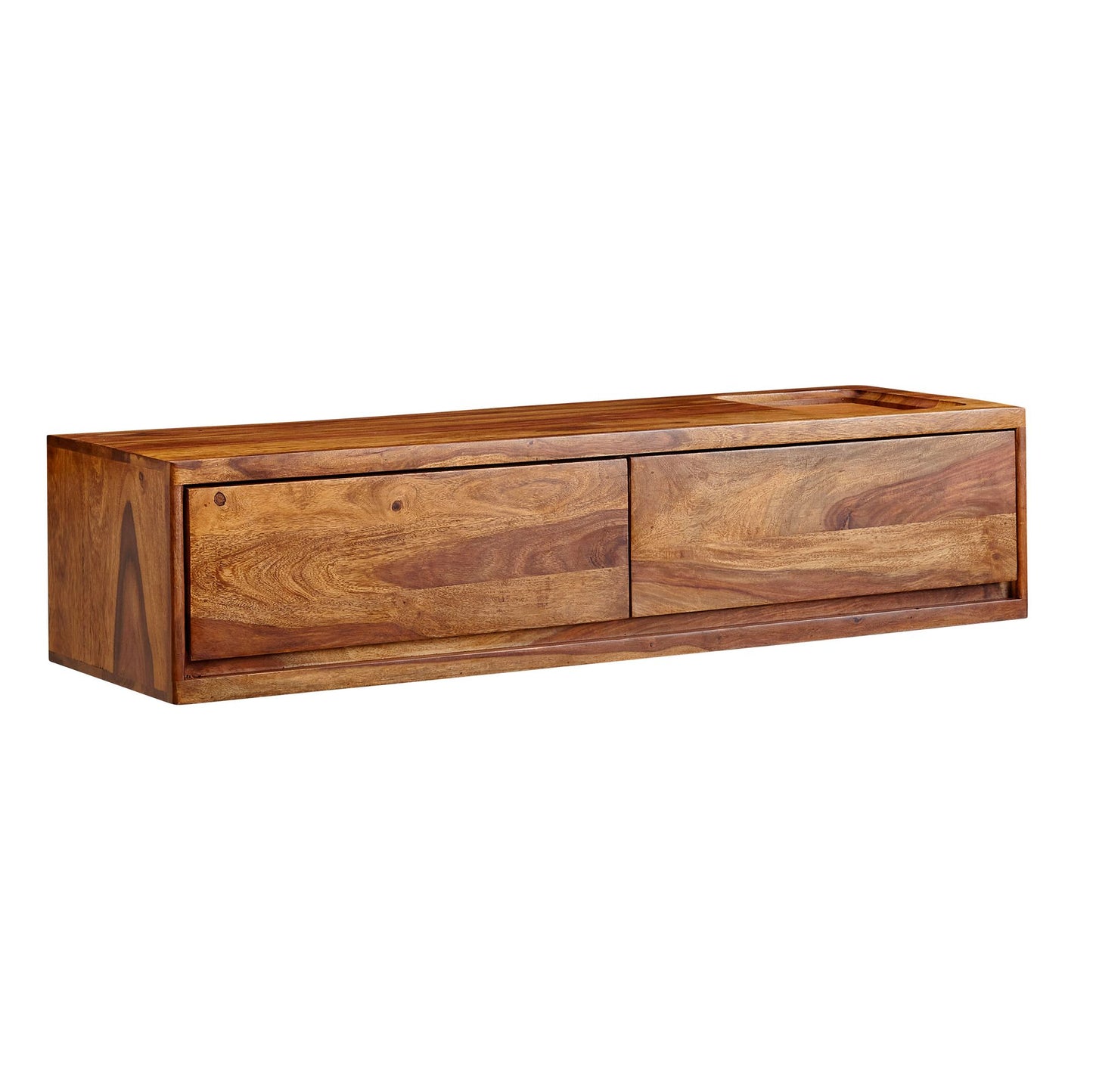 Lowboard Hängend Sheesham Massivholz 108x25x34 cm TV-Schrank Braun, Design Fernsehtisch mit Stauraum, Fernsehschrank Wand Modern, TV-Kommode Fernsehkommode zum Aufhängen