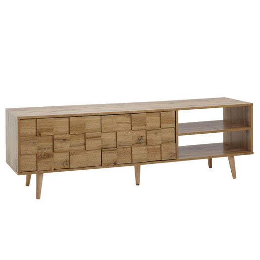 Lowboard Holz Eiche-Dekor 160x51x40 cm TV-Kommode mit zwei Türen, Design TV-Schrank Hoch, Fernsehtisch Fernsehschrank Modern, Fernsehkommode Wohnzimmer