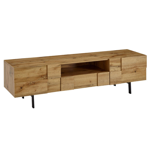 Lowboard Holz Eiche-Dekor 160x46x43 cm TV-Kommode mit zwei Türen, Design TV-Schrank Hoch, Fernsehtisch Fernsehschrank Modern, Fernsehkommode Wohnzimmer