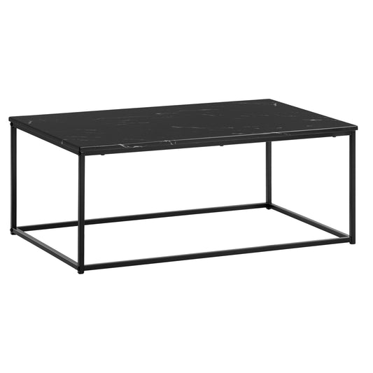 Couchtisch 100x60x40 cm mit Marmor Optik Schwarz, Wohnzimmertisch mit Metall-Gestell, Sofatisch Eckig Tisch Wohnzimmer, Beistelltisch