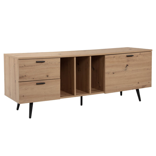 Lowboard Eiche-Dekor 150x55x40 cm Design TV-Kommode Modern, TV-Schrank Hoch, Fernsehtisch Fernsehschrank mit Tür & Schubladen, Fernsehkommode Wohnzimmer Modern