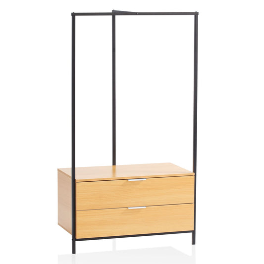 Garderobe Eiche-Dekor 152x85x44 cm Flurgarderobe Modern, Kompaktgarderobe für Schuhe, Jacken, Schals und Mützen, Kleiderständer Flur mit Schubladen und Kleiderstange