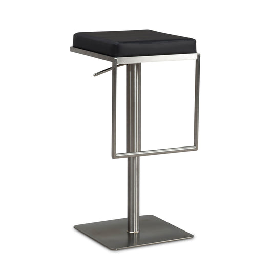 Barhocker Schwarz Kunstleder Edelstahl Design Barstuhl Modern, Tresenstuhl Drehbar Gepolstert, Bistrohocker Metall Hoch, Thekenhocker Höhenverstellbar, Hoher Hocker für Bar