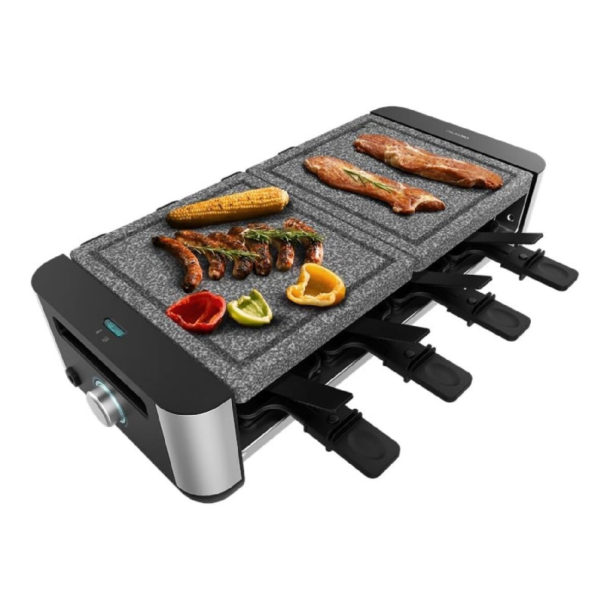 Raclette Inox Allstone 1400W Steinplatte 8 Pers. Schwarz