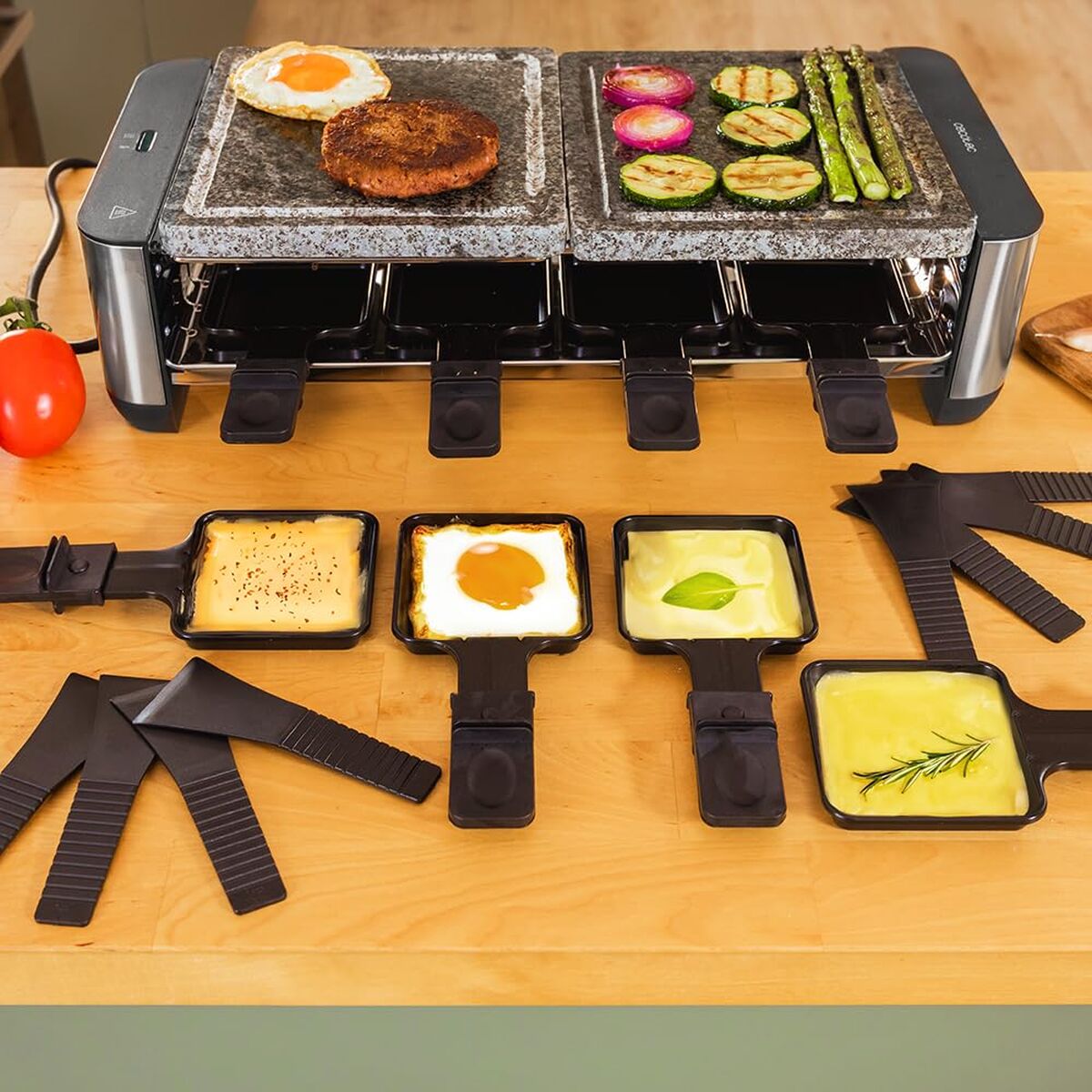 Raclette Inox Allstone 1400W Steinplatte 8 Pers. Schwarz