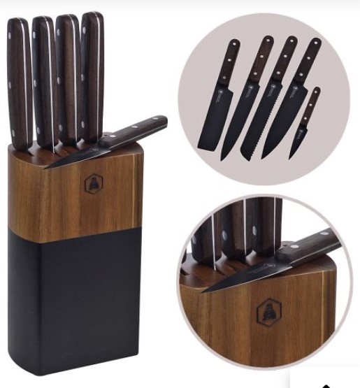Laguiole Küchenmesser-set 5-Teilig mit Messerblock